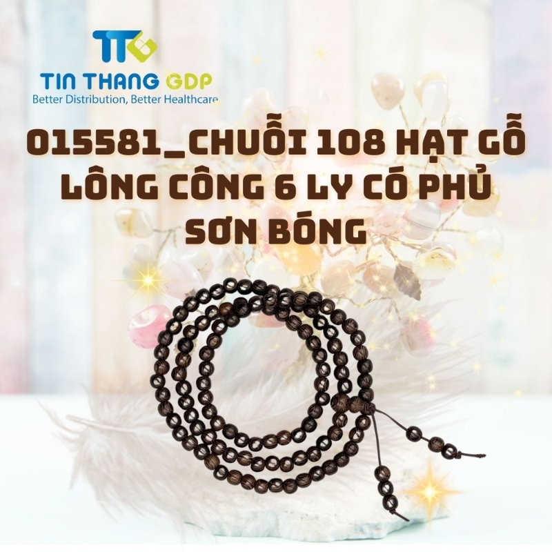 Picture of 015581_CHUỖI 108 HẠT GỖ LÔNG CÔNG 6 LY CÓ PHỦ SƠN BÓNG